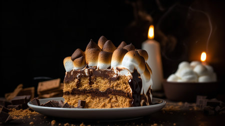 Close-Up Photography of a slice of S'mores cakeの素材