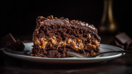 Close-Up Photography of a slice of German Chocolate cakeの素材