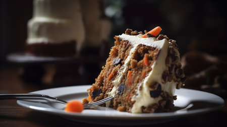 Close-Up Photography of a slice of carrot cakeの素材