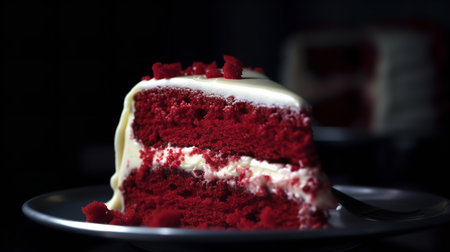 Close-Up Photography of a slice of red velvet cakeの素材