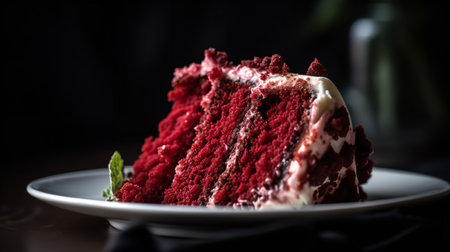 Close-Up Photography of a slice of red velvet cakeの素材