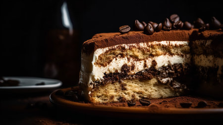 Close-Up Photography of a slice of tiramisu cakeの素材