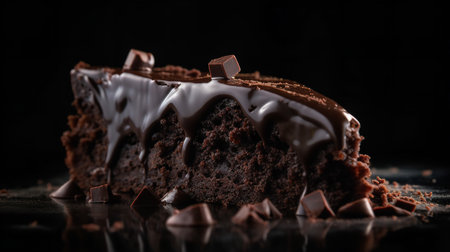 Close-Up Photography of a slice of chocolate fudge cakeの素材