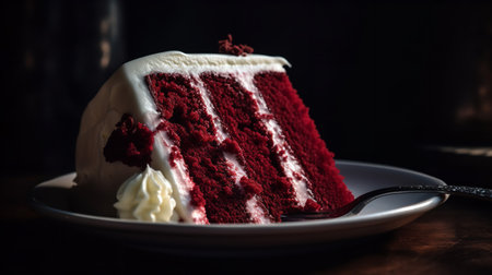 Close-Up Photography of a slice of red velvet cakeの素材