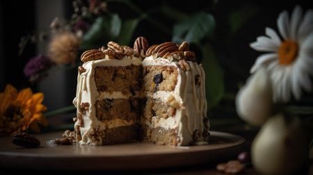 Close-Up Photography of a slice of hummingbird cakeの素材