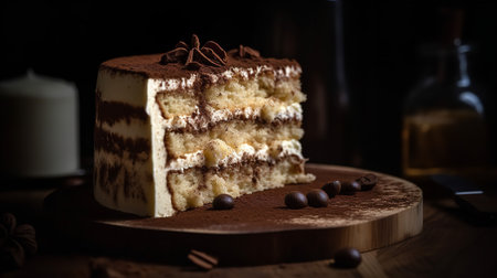 Close-Up Photography of a slice of tiramisu cakeの素材