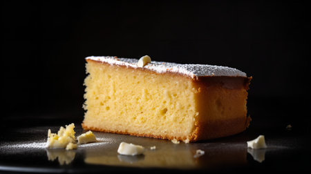 Close-Up Photography of a slice of vanilla sponge cakeの素材