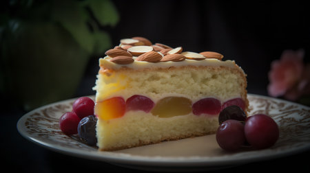 Close-Up Photography of a slice of marzipan cakeの素材
