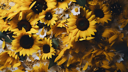 This image shows a blooming arrangement of sunflower petals.の素材