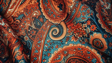 This image shows a classic texture of paisley fabric.の素材