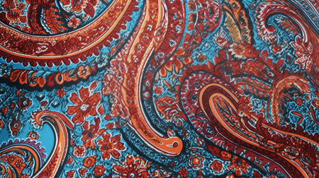 This image shows a classic texture of paisley fabric.の素材