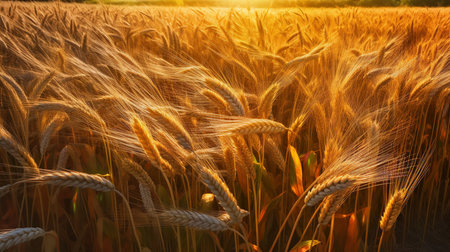 This image shows a gentle texture of a sunlit wheat field.の素材