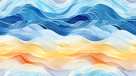 This image shows a harmonious pattern of watercolor waves.の素材
