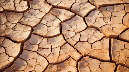 This image shows a pattern of cracked earth in a desert landscape.の素材