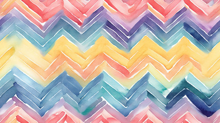 This image shows a playful pattern of watercolor zigzag stripes.の素材