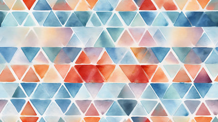 This image shows a geometric pattern of watercolor triangles.の素材