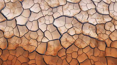 This image shows a pattern of cracked earth in a desert landscape.の素材