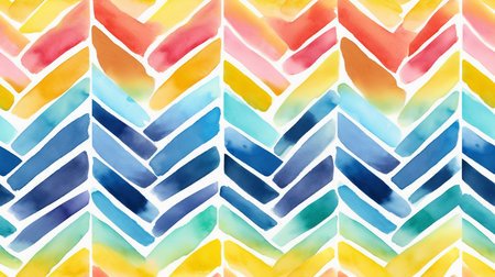 This image shows a playful pattern of watercolor zigzag stripes.の素材