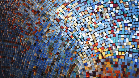 This image shows a reflective pattern of glass mosaic.の素材