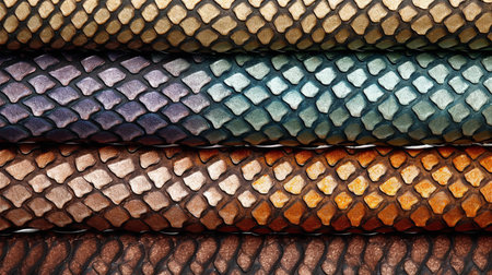 This image shows a textured pattern of snake skin leather.の素材