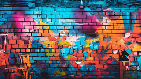 This image shows a vibrant texture of a graffiti wall.