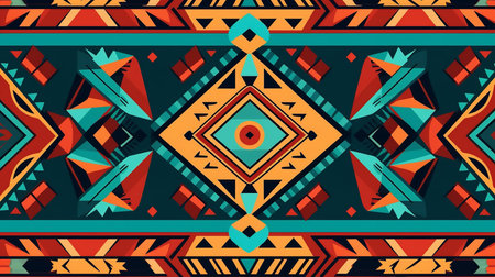 This image shows an ethnic tribal pattern.の素材