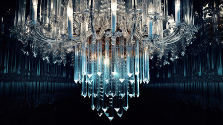 This image shows an elegant pattern of chandelier crystals.の素材