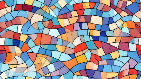 This image shows the playfulness of a colorful geometric mosaic pattern.の素材
