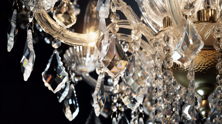This image shows an elegant pattern of chandelier crystals.の素材