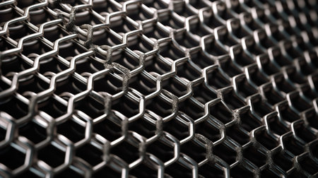 This image shows an intricate pattern of metal mesh.の素材
