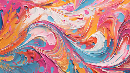 This image shows an abstract pattern of acrylic paint swirls.の素材