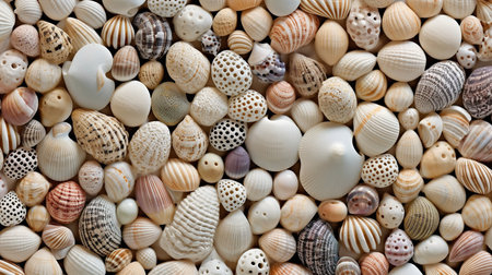This image shows an oceanic texture pattern of seashells.の素材