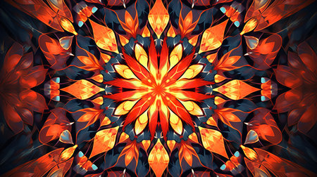 This image shows enchanting symmetry patterns of a kaleidoscope.の素材