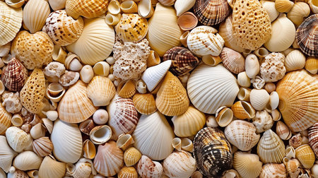 This image shows an oceanic texture pattern of seashells.の素材