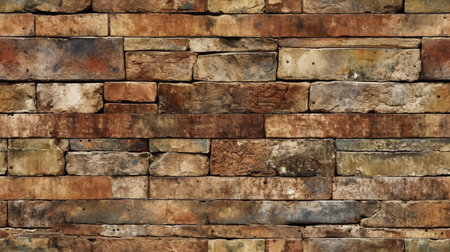 This image shows the rustic charm of a weathered brick wall pattern.の素材