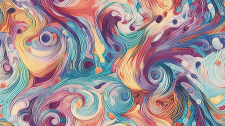 This image shows the vibrant pattern of artistic swirls in marbled paper.の素材