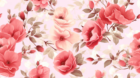 This image shows a delicate pattern of watercolor roses.の素材