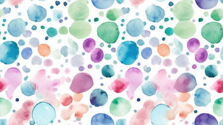 This image shows an abstract pattern of watercolor circular blobs.の素材