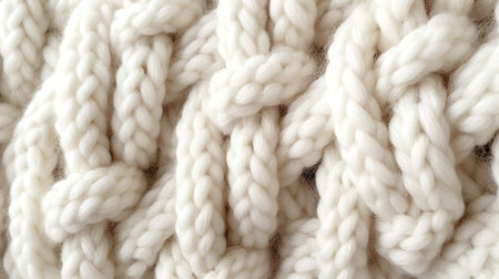 This image shows a close-up pattern of knit wool exuding warm comfort.の素材