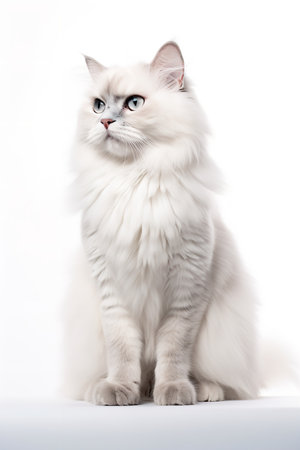 Photography of a Ragdoll Cat posing against a white background.の素材