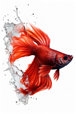 Photography of a Siamese Fighting Fish against a white background.の素材