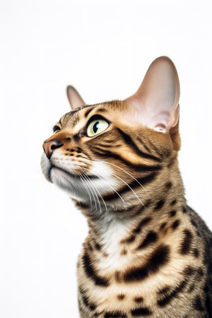 Photography of a Bengal Cat against a white background.の素材