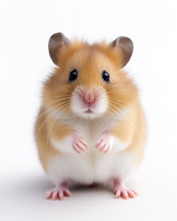 Photography of a sitting Dwarf Hamster against a white backgroundの素材