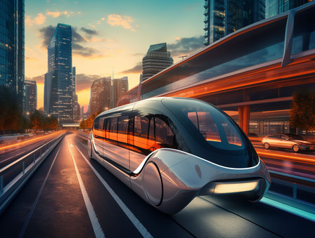 Futuristic Self-Driving Car Technology AI Generatedの素材