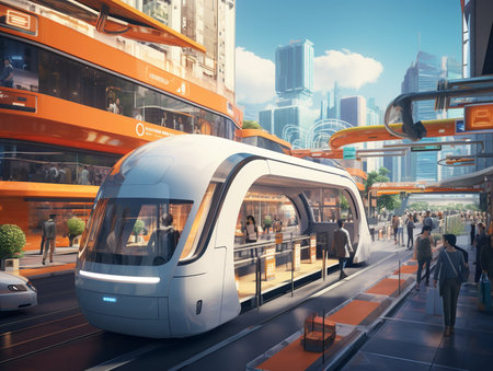 Autonomous Vehicles in Smart City - AI Generatedの素材