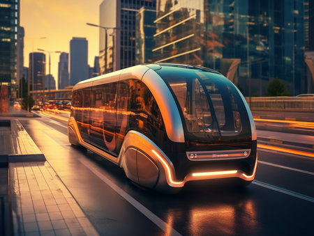 Autonomous Vehicles in Smart City - AI Generatedの素材