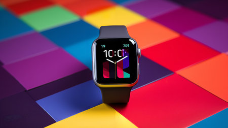 Fitness Smartwatch Mockup on Gym Mat for Active Lifestyle - AI Generatedの素材