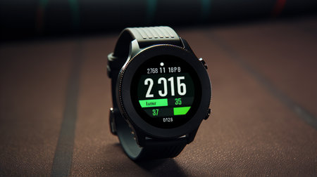 Fitness Smartwatch Mockup on Gym Mat for Active Lifestyle - AI Generatedの素材