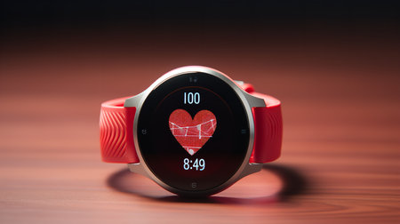 Fitness Smartwatch Mockup on Gym Mat for Active Lifestyle - AI Generatedの素材