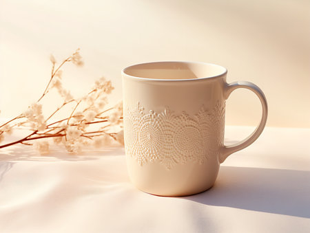 Stylish Ceramic Mug Mockup for Branding - AI Generatedの素材